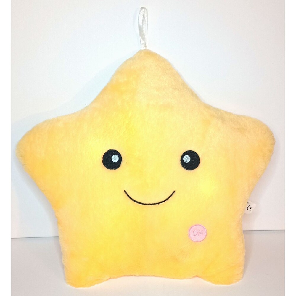 LED Light Up Star Plush Pillow Yellow Glow Novelty Cushion Decor